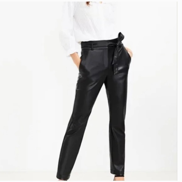 Ann Taylor Faux Leather Trousers Size 2Petite - Picture 1 of 3